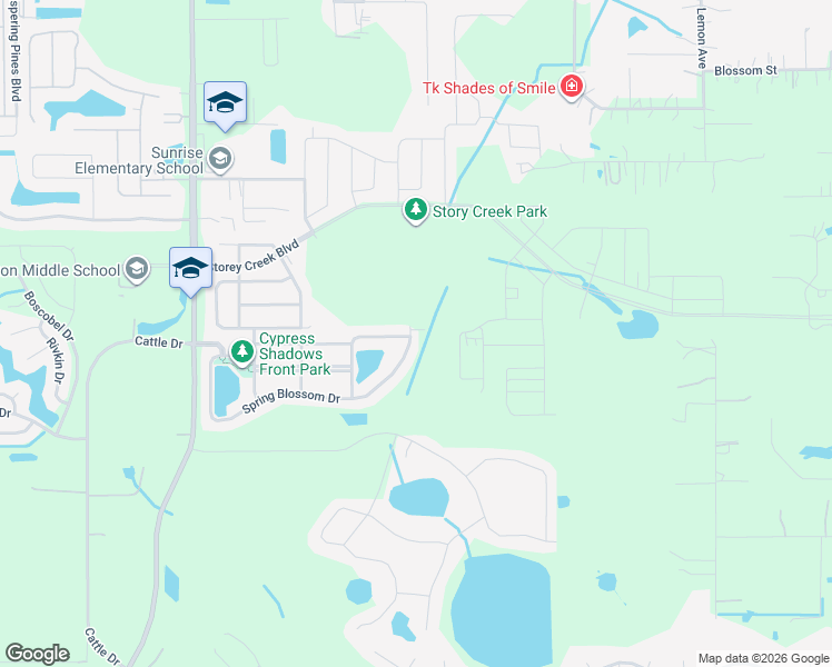 map of restaurants, bars, coffee shops, grocery stores, and more near 4346 Spring Blossom Drive in Kissimmee