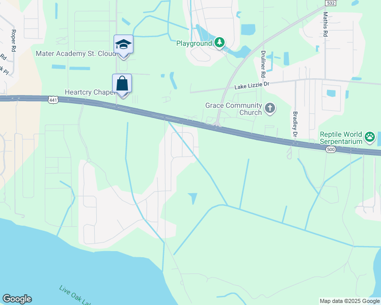 map of restaurants, bars, coffee shops, grocery stores, and more near 2058 Brillante Drive in St. Cloud