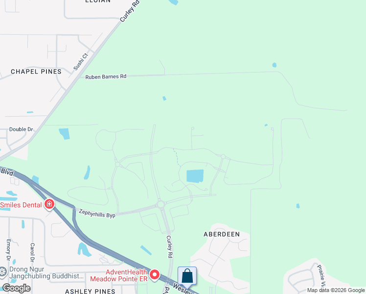 map of restaurants, bars, coffee shops, grocery stores, and more near Jireh Road in Wesley Chapel