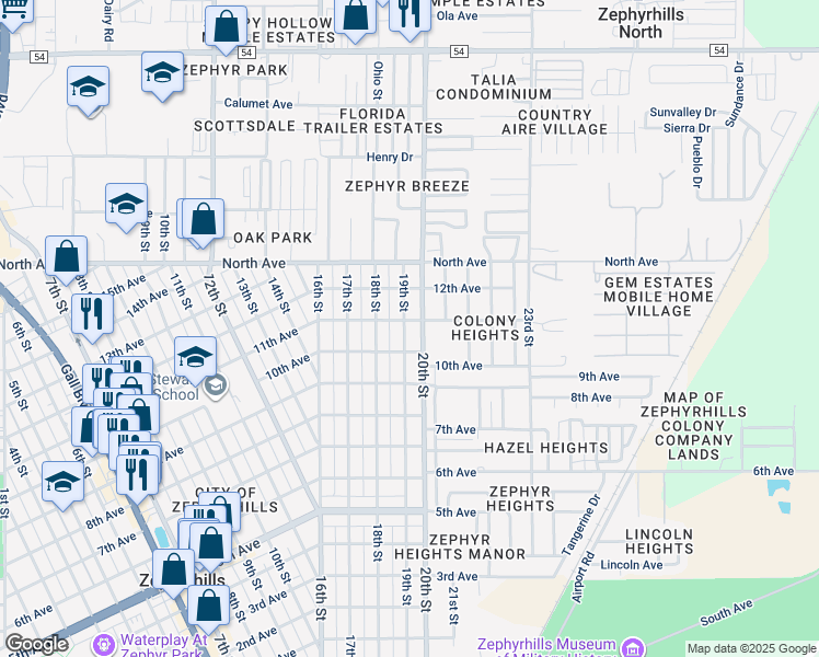 map of restaurants, bars, coffee shops, grocery stores, and more near 5818 19th Street in Zephyrhills