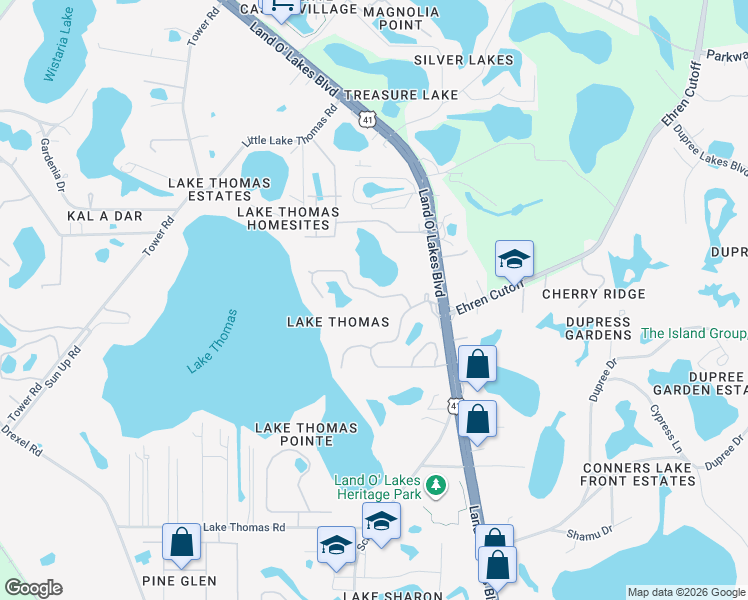 map of restaurants, bars, coffee shops, grocery stores, and more near 21314 Marsh Hawk Drive in Land O' Lakes