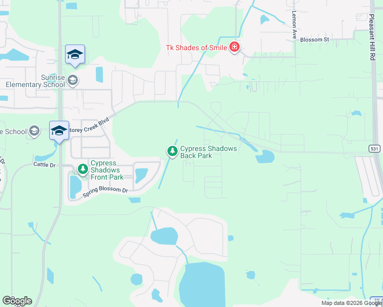 map of restaurants, bars, coffee shops, grocery stores, and more near 4346 Spring Blossom Drive in Kissimmee