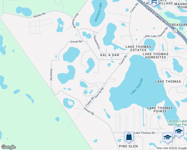 map of restaurants, bars, coffee shops, grocery stores, and more near 5832 Double R Lane in Land O' Lakes