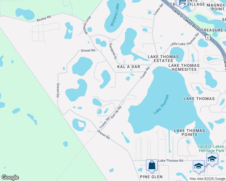 map of restaurants, bars, coffee shops, grocery stores, and more near 5832 Double R Lane in Land O' Lakes