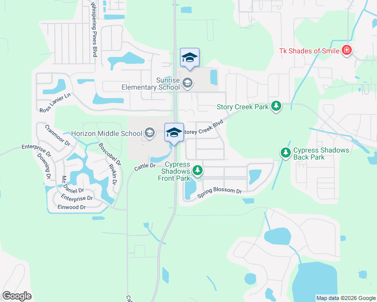 map of restaurants, bars, coffee shops, grocery stores, and more near 4447 Bluff Oak Loop in Kissimmee