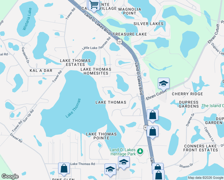 map of restaurants, bars, coffee shops, grocery stores, and more near 21228 Marsh Hawk Drive in Land O' Lakes