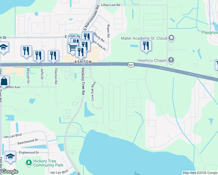 map of restaurants, bars, coffee shops, grocery stores, and more near 5000 East Irlo Bronson Memorial Highway in St. Cloud