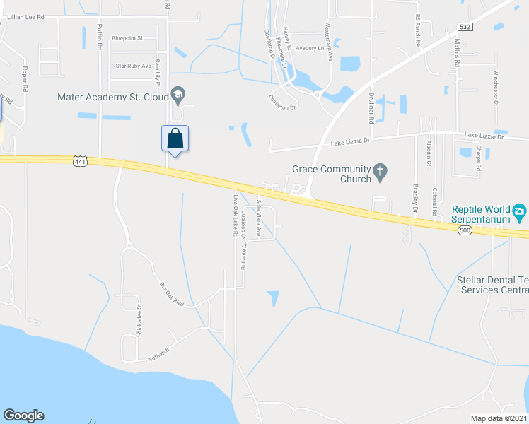 map of restaurants, bars, coffee shops, grocery stores, and more near 2055 Sola Vista Avenue in St. Cloud