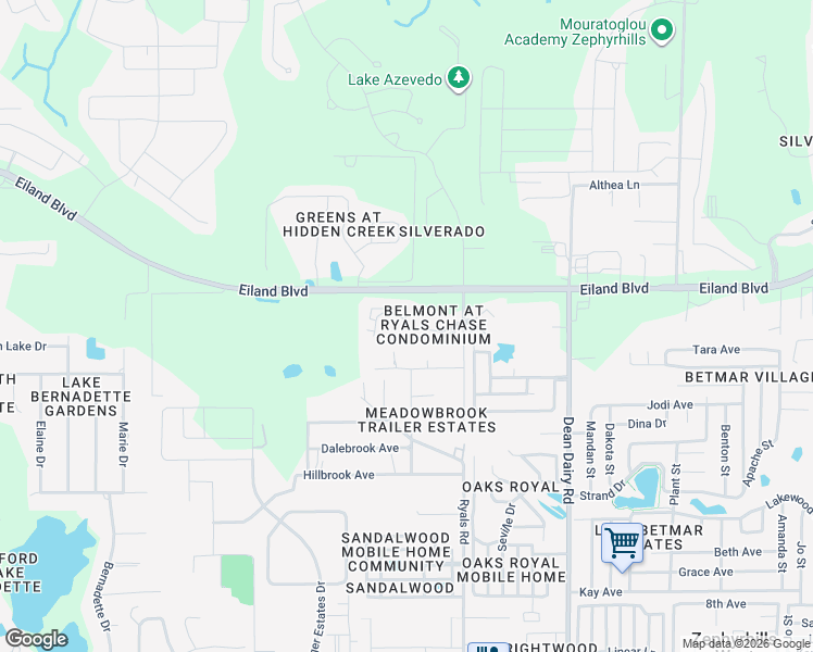 map of restaurants, bars, coffee shops, grocery stores, and more near 36113 Deer Creek Drive in Zephyrhills