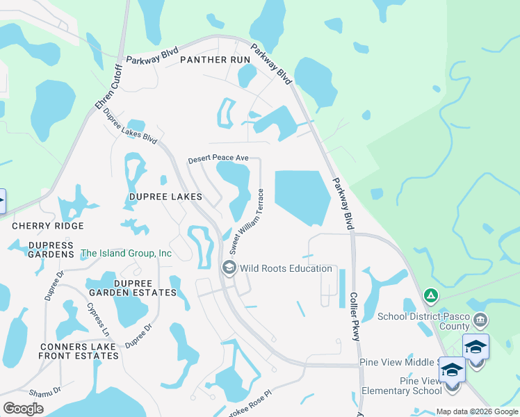 map of restaurants, bars, coffee shops, grocery stores, and more near 5939 Sweet William Terrace in Land O' Lakes