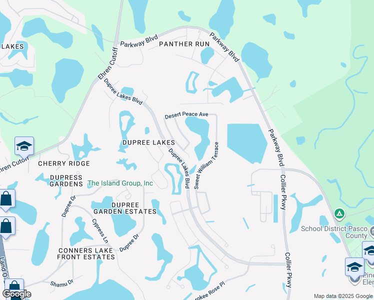 map of restaurants, bars, coffee shops, grocery stores, and more near 5938 Blue Sage Drive in Land O' Lakes