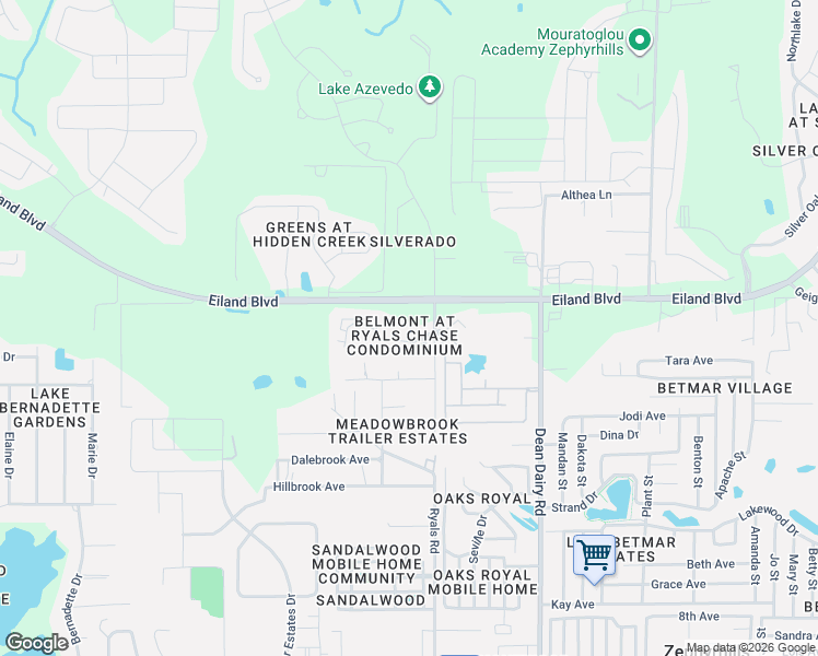 map of restaurants, bars, coffee shops, grocery stores, and more near 5919 Ryals Road in Zephyrhills