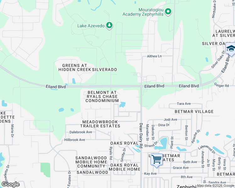 map of restaurants, bars, coffee shops, grocery stores, and more near 36320 Stonewood Lane in Zephyrhills