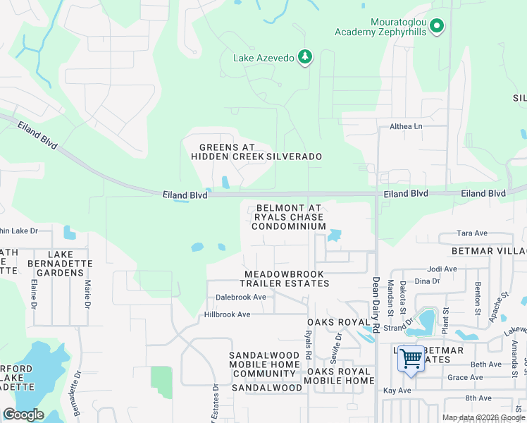 map of restaurants, bars, coffee shops, grocery stores, and more near 36113 Deer Creek Drive in Zephyrhills