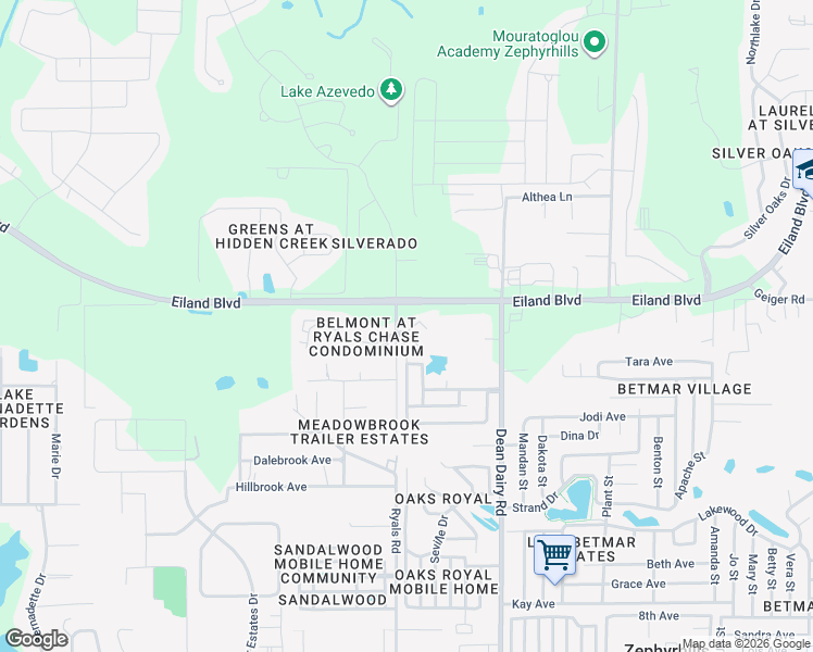 map of restaurants, bars, coffee shops, grocery stores, and more near 36243 Lake Chase Boulevard in Zephyrhills