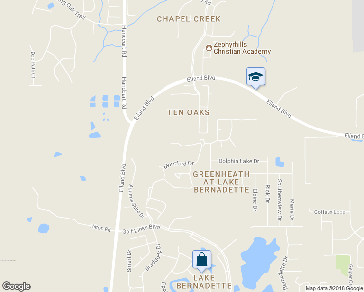 map of restaurants, bars, coffee shops, grocery stores, and more near 34821 Marsh Glen Court in Zephyrhills
