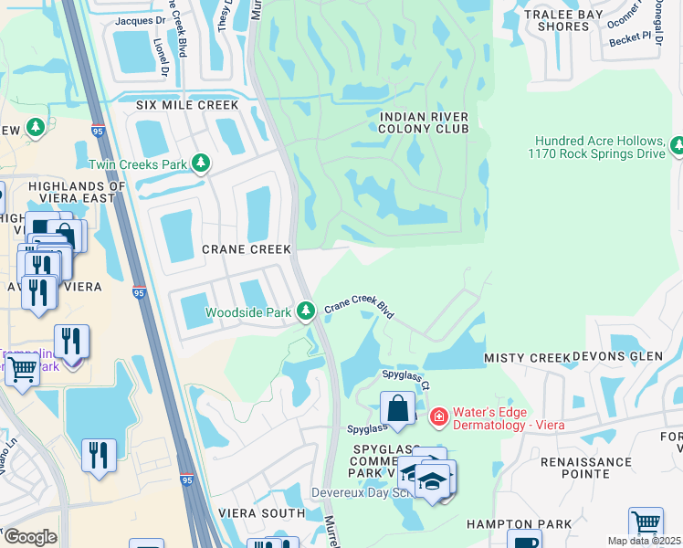 map of restaurants, bars, coffee shops, grocery stores, and more near 6865 Murrell Road in Melbourne