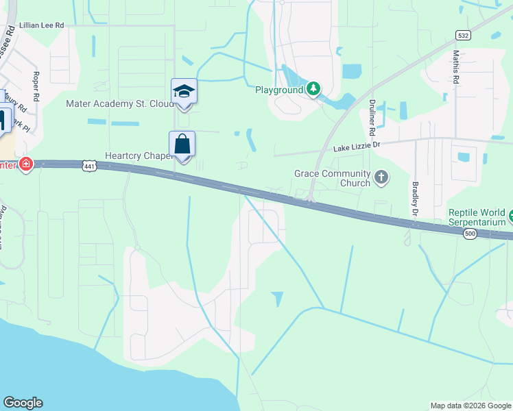 map of restaurants, bars, coffee shops, grocery stores, and more near 2055 Sola Vista Avenue in St. Cloud