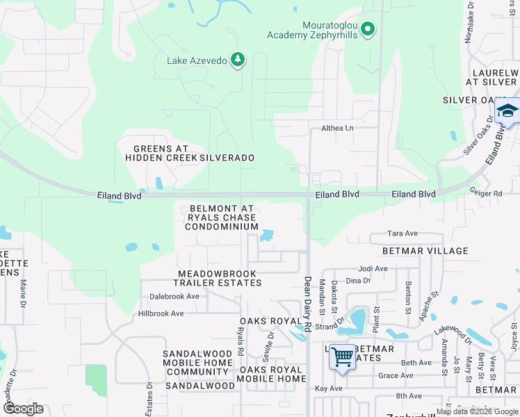 map of restaurants, bars, coffee shops, grocery stores, and more near 36320 Stonewood Lane in Zephyrhills