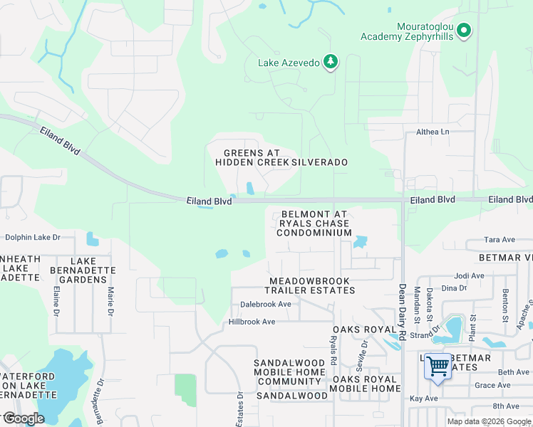 map of restaurants, bars, coffee shops, grocery stores, and more near 36009 Deer Creek Drive in Zephyrhills