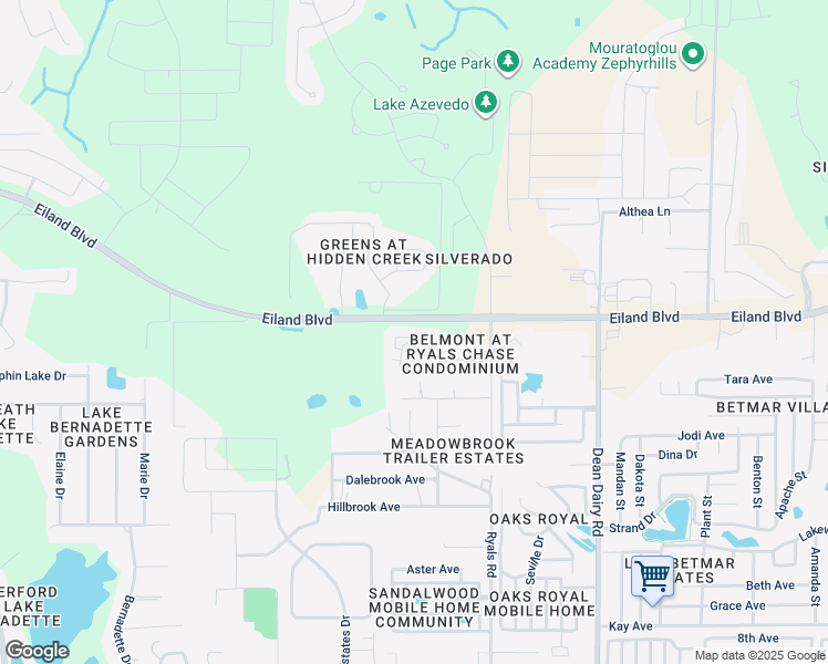 map of restaurants, bars, coffee shops, grocery stores, and more near 36009 Deer Creek Drive in Zephyrhills