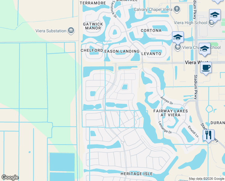 map of restaurants, bars, coffee shops, grocery stores, and more near 3242 Balboa Place in Melbourne