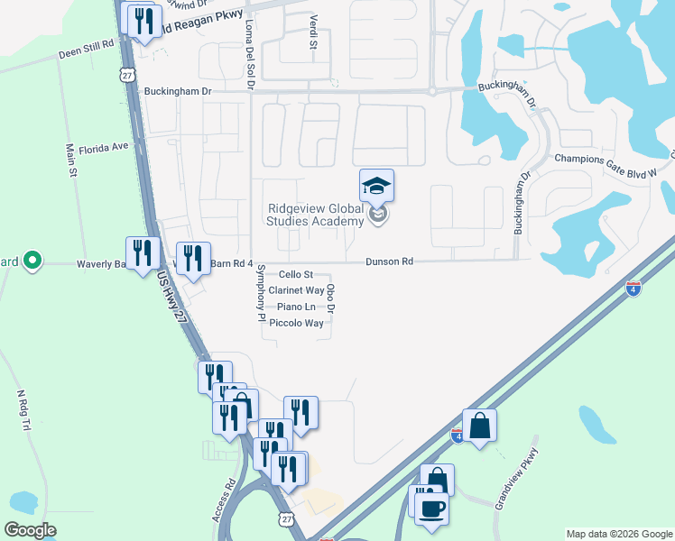 map of restaurants, bars, coffee shops, grocery stores, and more near 404 Obo Drive in Davenport