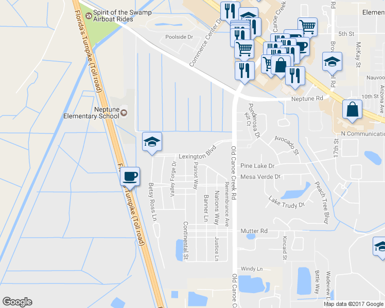 map of restaurants, bars, coffee shops, grocery stores, and more near Lexington Boulevard in Saint Cloud