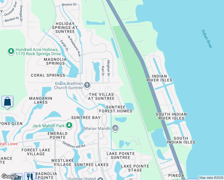 map of restaurants, bars, coffee shops, grocery stores, and more near 911 Maplewood Court in Melbourne