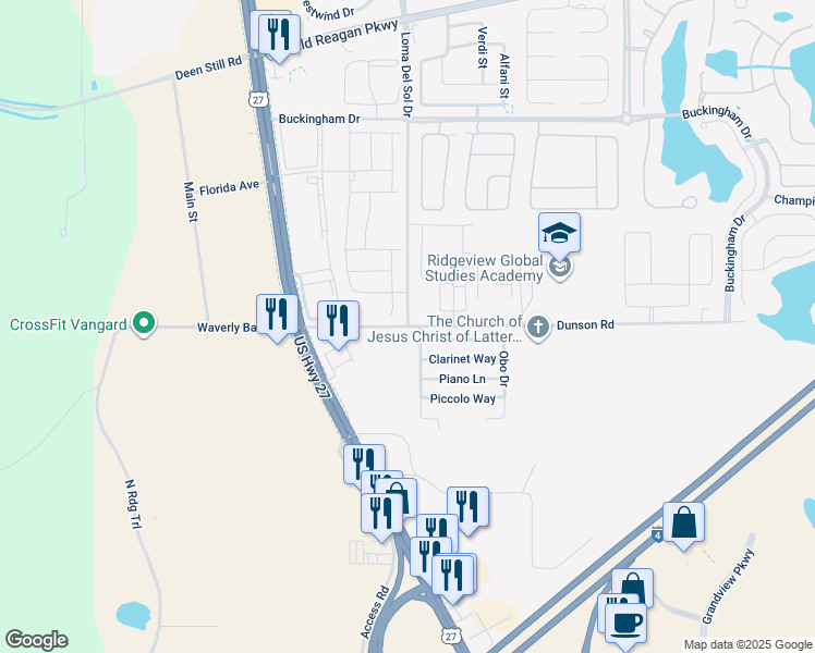 map of restaurants, bars, coffee shops, grocery stores, and more near 1001 Waverly Barn Road 4 in Davenport