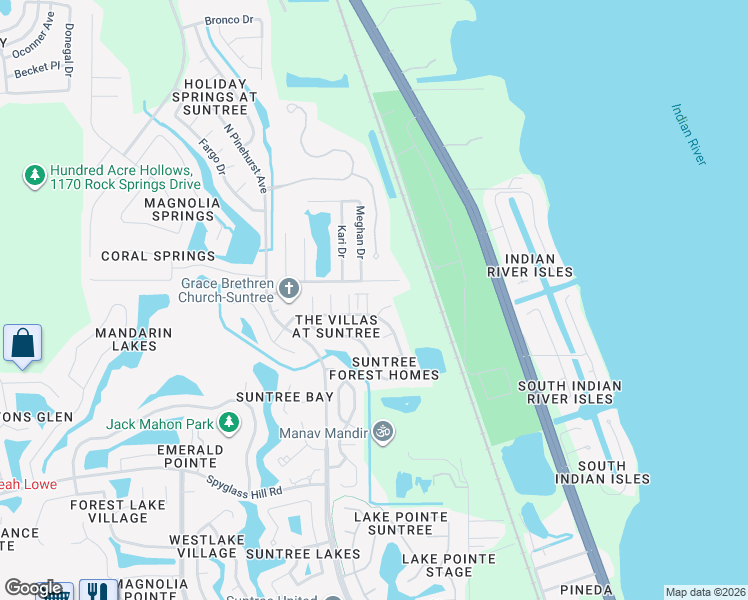 map of restaurants, bars, coffee shops, grocery stores, and more near 911 Maplewood Court in Melbourne