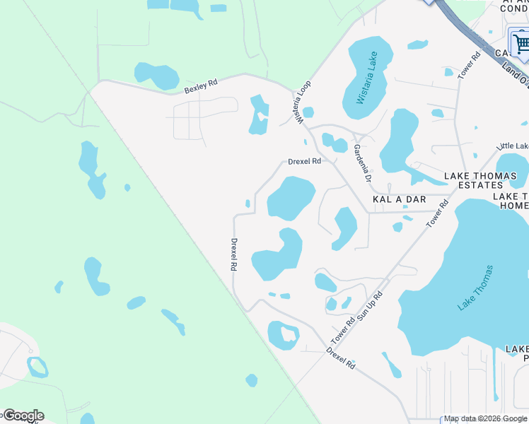 map of restaurants, bars, coffee shops, grocery stores, and more near 6046 Drexel Road in Land O' Lakes