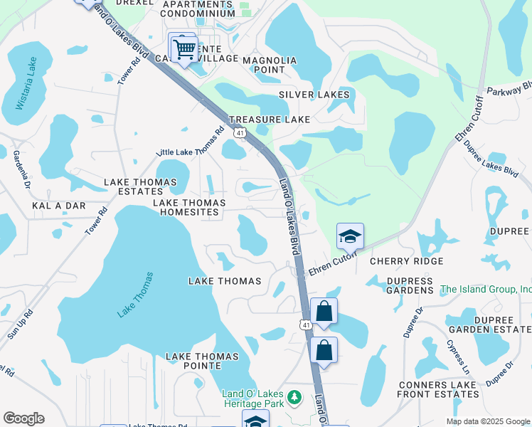 map of restaurants, bars, coffee shops, grocery stores, and more near 6015 Land O' Lakes Boulevard in Land O' Lakes