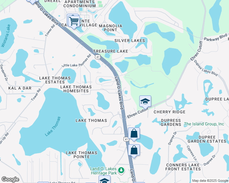 map of restaurants, bars, coffee shops, grocery stores, and more near 6015 Land O' Lakes Boulevard in Land O' Lakes