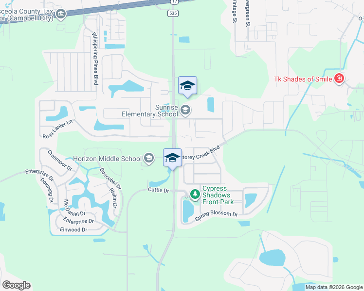 map of restaurants, bars, coffee shops, grocery stores, and more near 4497 Magnolia Ridge Court in Kissimmee