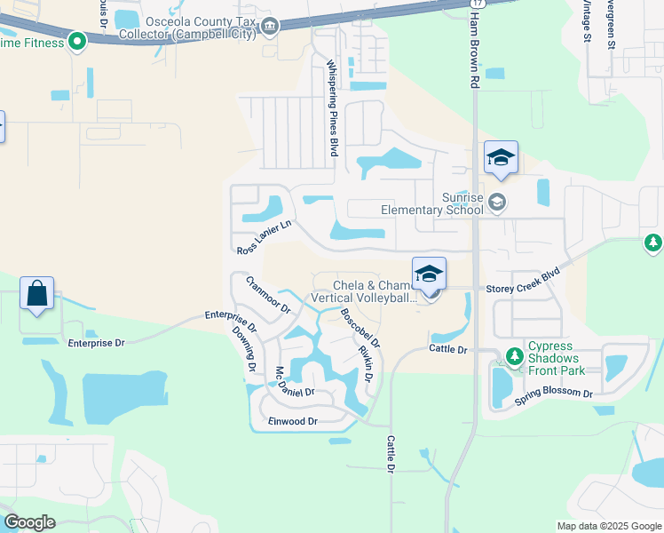 map of restaurants, bars, coffee shops, grocery stores, and more near 2716 Granville Drive in Kissimmee