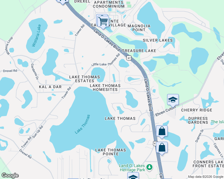map of restaurants, bars, coffee shops, grocery stores, and more near 6017 Land O' Lakes Boulevard in Land O' Lakes