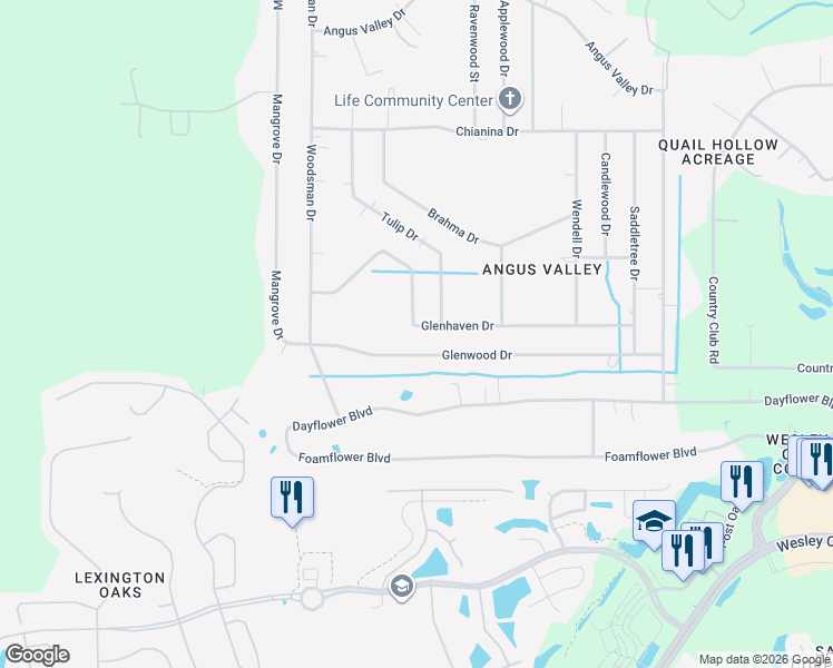 map of restaurants, bars, coffee shops, grocery stores, and more near 26370 Glenhaven Drive in Zephyrhills