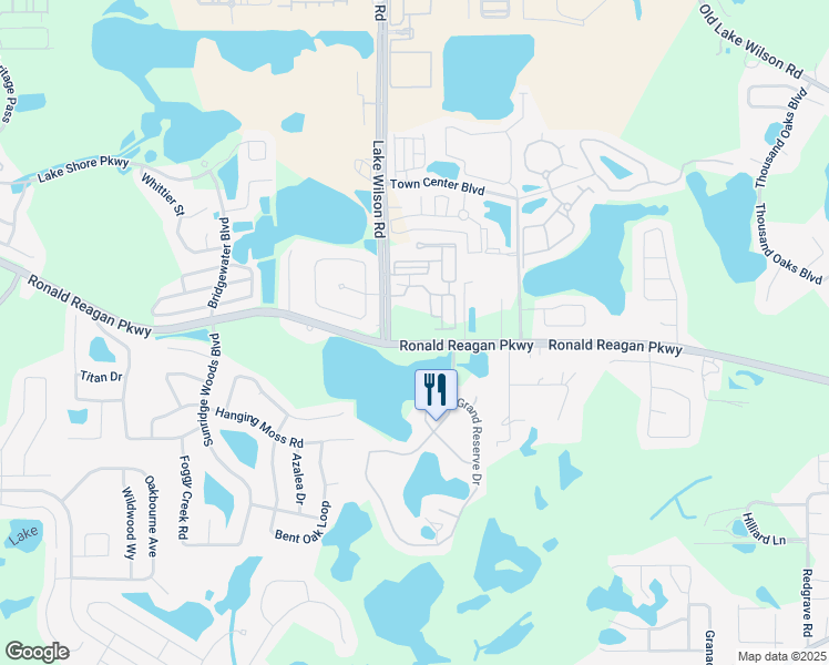 map of restaurants, bars, coffee shops, grocery stores, and more near 2205 Ronald Reagan Parkway in Davenport