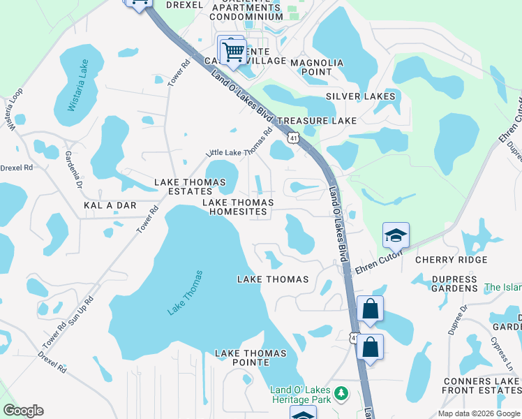 map of restaurants, bars, coffee shops, grocery stores, and more near 6017 Land O' Lakes Boulevard in Land O' Lakes