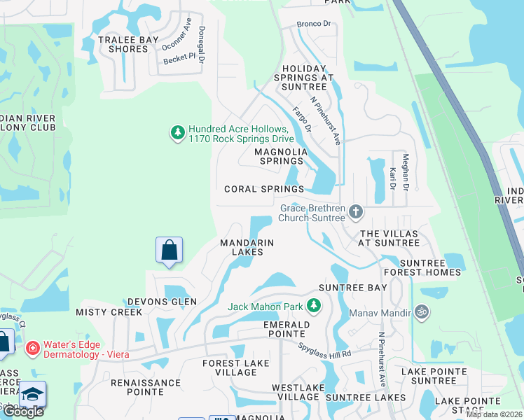 map of restaurants, bars, coffee shops, grocery stores, and more near 1057 Acappella Drive in Melbourne