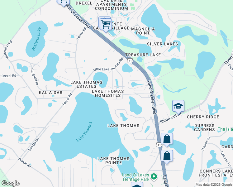 map of restaurants, bars, coffee shops, grocery stores, and more near 6017 Land O' Lakes Boulevard in Land O' Lakes