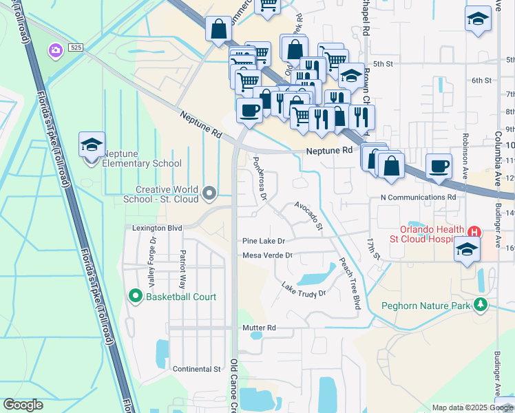map of restaurants, bars, coffee shops, grocery stores, and more near 4726 Kilt Court in Saint Cloud