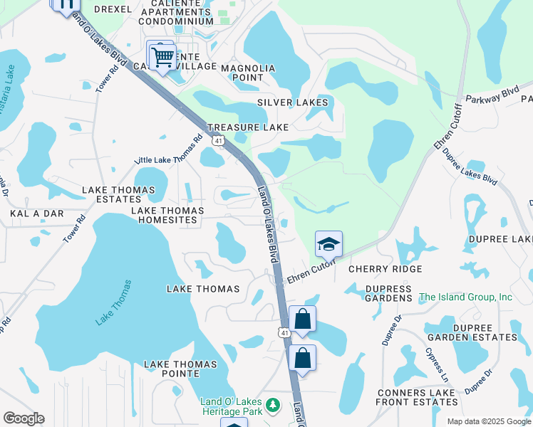 map of restaurants, bars, coffee shops, grocery stores, and more near 6015 Land O' Lakes Boulevard in Land O' Lakes