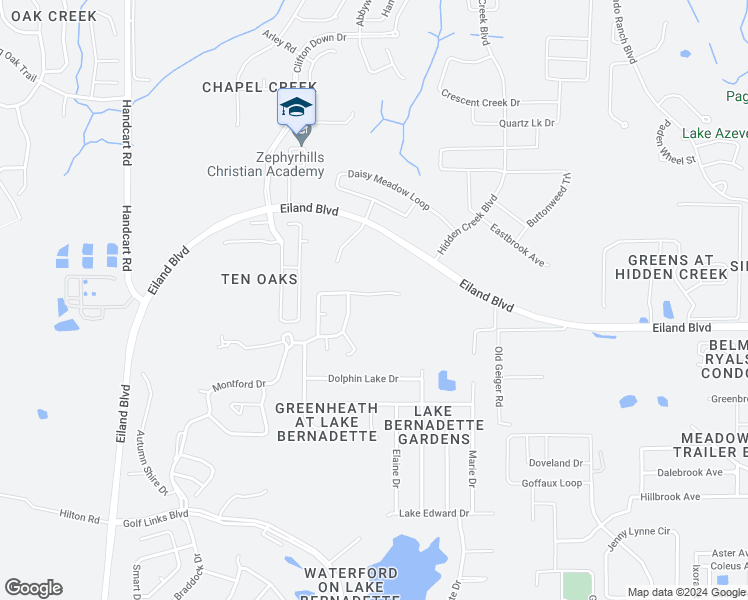 map of restaurants, bars, coffee shops, grocery stores, and more near 35142 Meadow Reach Drive in Zephyrhills