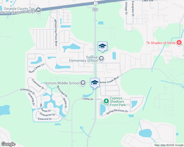 map of restaurants, bars, coffee shops, grocery stores, and more near 4502 Ross Lanier Lane in Kissimmee