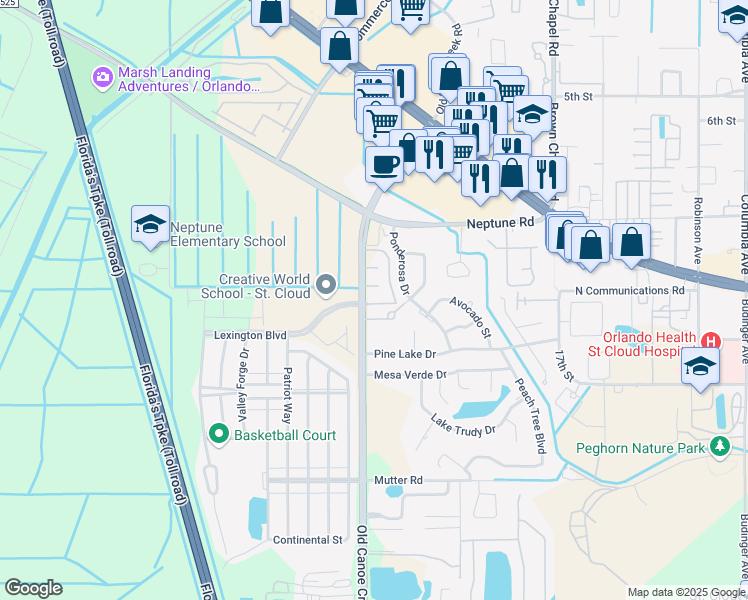 map of restaurants, bars, coffee shops, grocery stores, and more near 4734 Kilt Court in Saint Cloud