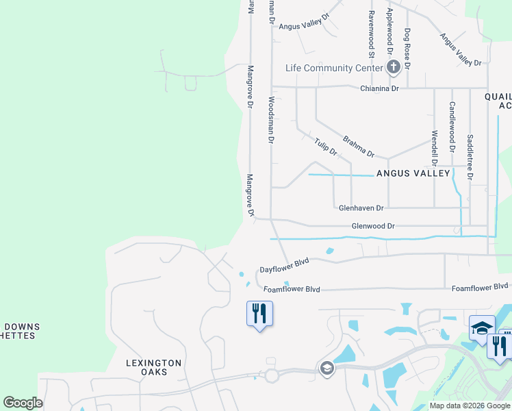 map of restaurants, bars, coffee shops, grocery stores, and more near 6047 Woodsman Drive in Zephyrhills