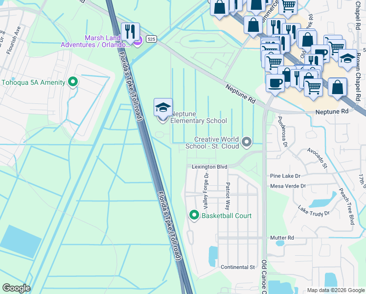 map of restaurants, bars, coffee shops, grocery stores, and more near 1200 Betsy Ross Lane in St. Cloud
