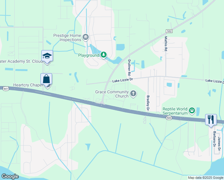 map of restaurants, bars, coffee shops, grocery stores, and more near 5476 Angel Way in St. Cloud